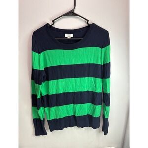 J.Crew Teddy Sweater in Kelly Green & Navy Stripe size medium